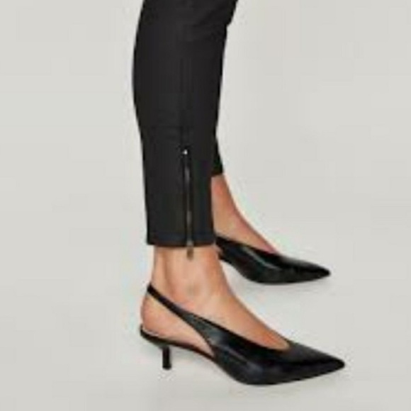 Zara Basic Coated Jeans Black Size 6 Skinny Leg Mid Rise Ankle Zippers Jeggings - Picture 3 of 16